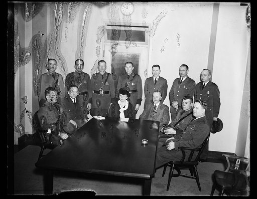 Frances Perkins, center