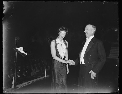 Amelia Earhart, left