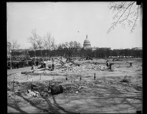 Demolition site; U.S. Capitol in distance, Washington, D.C.