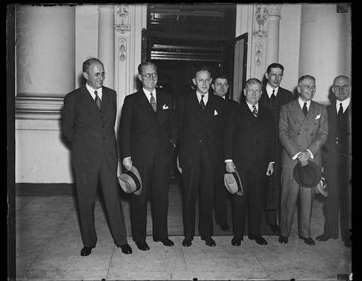 Group, L to R: Henry Morgenthau, Joseph Kennedy, Harry Hopkins, Harold Ickes. White House, Washington, D.C.