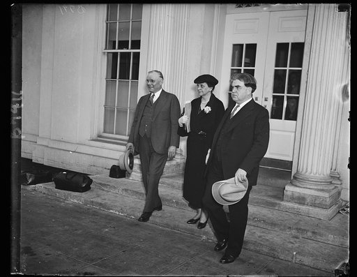 L to r: William Green, A.F. of L., Frances Perkins, John L. Lewis, Pres. United Mine Workers