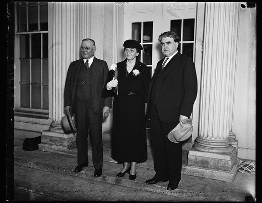 L to r: William Green, A.F. of L., Frances Perkins, John L. Lewis, Pres. United Mine Workers