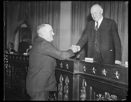 Johnson blasts Senate NRA bill. Gen. Hugh S. Johnson, first administrator of the NRA, left, tells the House Ways and Means committee that the Senate NRA extension resolution will kill NRA after 10 months. Johnson said it would be a R1174352 "catastrophe to accept only a 9 1/2 months extension as pro