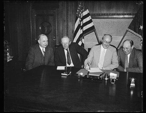 Stanley Reed, Pat Harrison, Homer S. Cummings, Donald Richberg