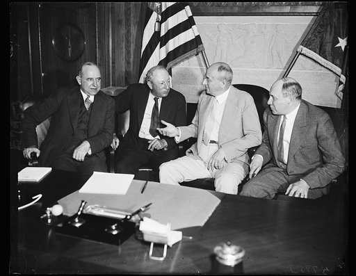 Stanley Reed, Pat Harrison, Homer S. Cummings, Donald Richberg