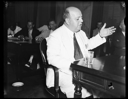 This is Hopson. This photograph of Howard C. Hopson, witness sought for many days by two congressional committees investigating the utility lobby, was made when he appeared before the House committee. 8/13/35