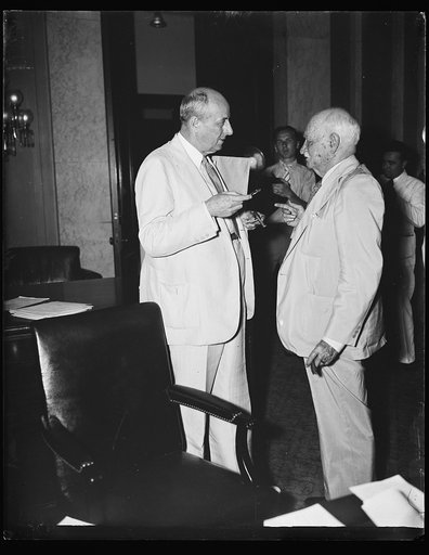 "Inevitable outcome" [...] Homer S. Cummings, Atty. Gen. repeats to Sen. Duncan U. Fletcher (D. of Florida), Chr. of the Senate Banking & Currency Com. that the "gold clause" legislation was "legitamate and inevitable outcome" of the FDR [Franklin Delano Roosevelt] monetary program. Cummings and Fle