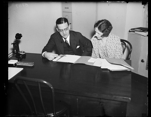Leaders in NYA. This photograph shows Dr. Mary H.S. Hayes, New York City, Director of the Division of Guidance and Placement of the National Youth Administration, and John J. Corson, Assistant Director of the NYA, as they appeared at the convention of State directors here. Plans for the expenditure 