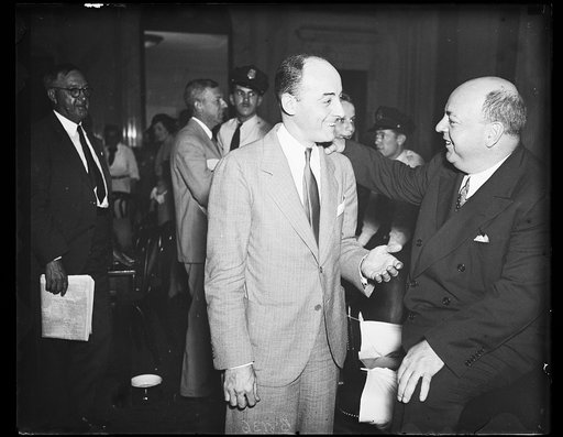 Hopson and colleague. Henry A. Stix, left, Chief Accountant of the Associated Gas & Electric System, photographed with Howard C. Hopson, so-called utility master mind, in the Senate lobby investigating committee. Hopson had a stormy session as Sen. Hugo L. Black, D. of Ala., accused the Utility man 