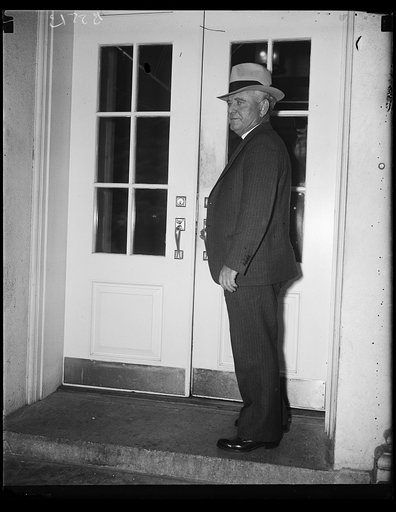 Money man. J.R. McCarl, Comptroller General of the United States, photographed as he called at the White House to be one of the first to see the president upon his return from an extensive vacation. McCarl has been passing upon applications for funds on the WPA program
