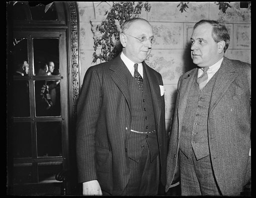 Wash. D.C. Speaks of League of Nations. Left to right: Dr. Frank N.D. Buchman, American founder of the Oxford Group movement. The Hon. Carl J. Hambro, President of Parliament of Norway and member of Supervisory Committee of the League of Nations. Hon. Carl J. Hambro spoke on the League of Nations. 1