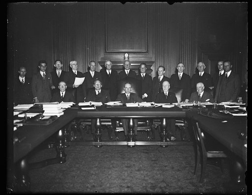 First exclusive picture in new Supreme Court building. Members of the United States Supreme Court Advisory Committee on rules of Civil Procedure in an exclusive Harris & Ewing photograph which was the first to be made of any legal group in the new Court building. The committee is working out a unifo
