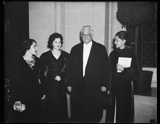 Senorita Urbaneja, Senorita Pietre, Dr. Pedro Manual Arcaya, Minister to the United States from Venezuela and his daughter, Senorita Teresa Arcaya, snapped at the Orquestre Tipica Mexicana which was held at the Pan American Union of Nov. 27th