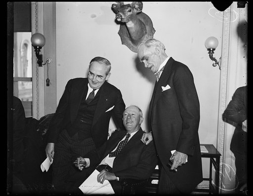 Pat Harrison, center; Joseph Byrns, right