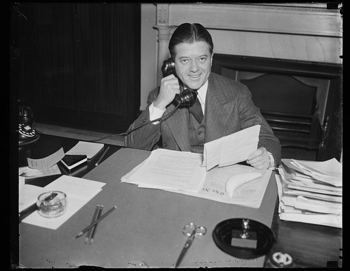 Robert M. La Follette, Jr., at desk