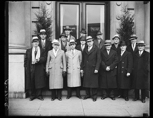 Group standing outside Willard Hotel, Washington, D.C.