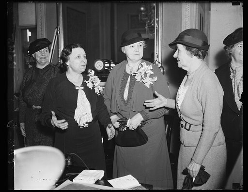 Hattie Caraway, 2nd from left; Edith Nourse Rogers, far right