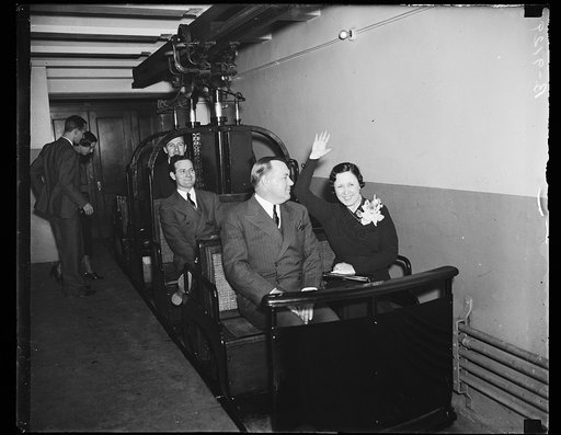 Rose McConnell Long on subway car. U.S. Capitol, Washington, D.C.