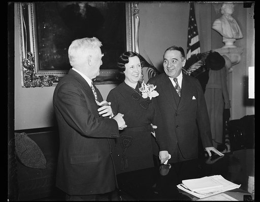 John Nance Garner, left and Rose McConnell Long, center