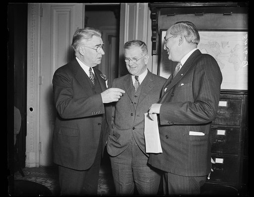 Royal S. Copeland, left; Harold Ickes, center