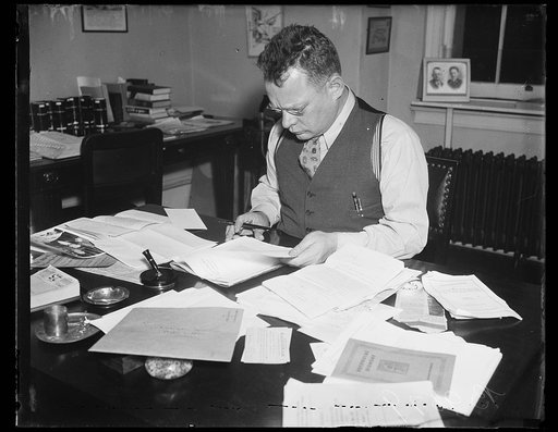 Maury Maverick at desk