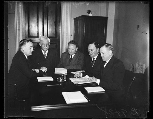 Joseph T. Robinson, 2nd from right; Charles L. McNary, right