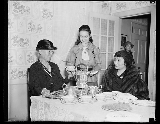Girl Scouts serving refreshments