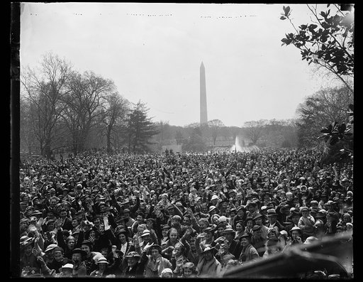 Crowd; Washington Monument in background, Washington, D.C.