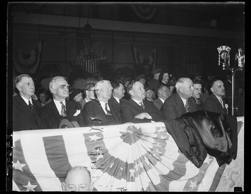Group: unidentified, Joseph Byrns, John Nance Garner, Joseph Robinson, James Farley, unidentified