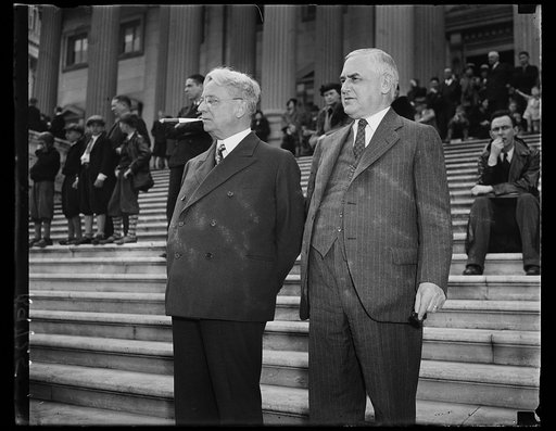 Hiram Johnson, left