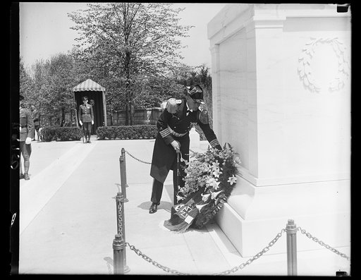 Laying wreath at Tomb of Unknown Soldier, Arlington National Cemetery, Arlington, Virginia
