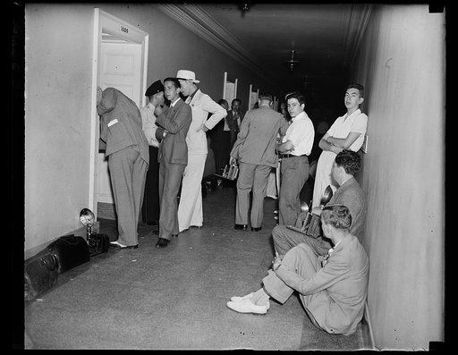 Photographers in hallway