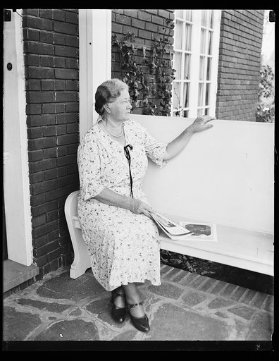 Woman on front porch