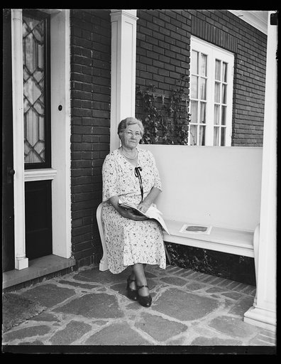Woman on front porch
