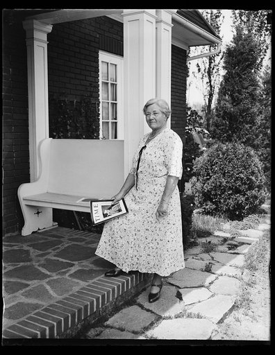 Woman on front porch