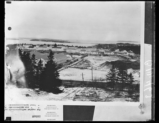 U.S. Engineers. Passamaquoddy Tidal Power Project, Quoddy Village. Force Account. Looking N.W. from water tank, along Waite Street. March 26, 1936