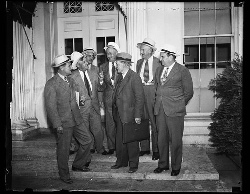 Group at White House; Fiorello La Guardia, right. Washington, D.C.