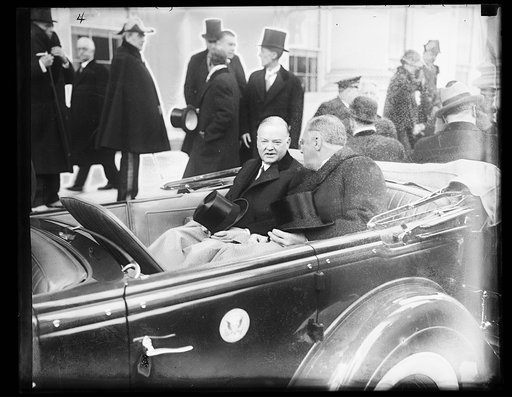 Herbert Hoover and Franklin D. Roosevelt in presidential automobile