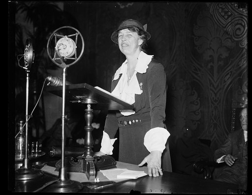 MRS. ROOSEVELT SPEAKS AT RED CROSS CONVENTION. MRS. ROOSEVELT, FIRST LADY OF THE LAND, AS SHE GAVE DELEGATES TO THE ANNUAL CONVENTION OF THE AMERICAN RED CROSS A LESSON IN 'HOW TO BE A PRESS AGENT.' SHE TOLD THE DELEGATES, WHO DISCUSSED WAYS AND MEANS OF GETTING PRACTICALLY EVERY ELIGIBLE PERSON TO 
