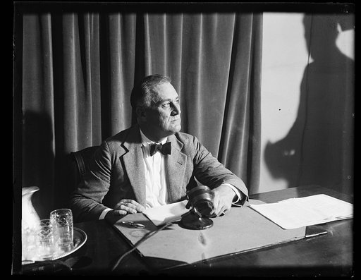 LOOKING FORWARD. THIS IS THE LAST PHOTOGRAPH MADE OF PRESIDENT ROOSEVELT BEFORE HE LEFT WASHINGTON ON HIS SEA-CRUISE VACATION. THE CAMERA CAUGHT THE CHIEF EXECUTIVE IN A MOOD INDICATIVE OF HIS ATTITUDE AT THE TIME OF HIS LAST RADIO BROADCAST