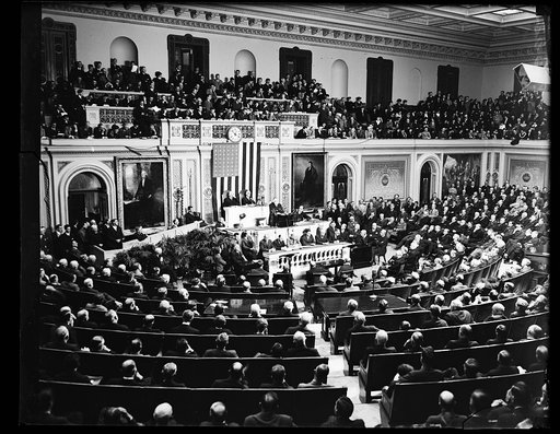 PRESIDENT ROOSEVELT DELIVERS 1ST MESSAGE TO 74TH CONGRESS