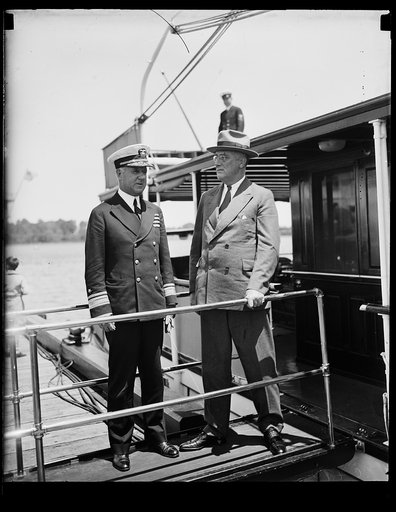 PRESIDENT ROOSEVELT AND REAR ADMIRAL DAVID F. SELLERS ABOARD SEQUOIA