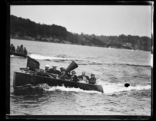Franklin D. Roosevelt with Navy on boat