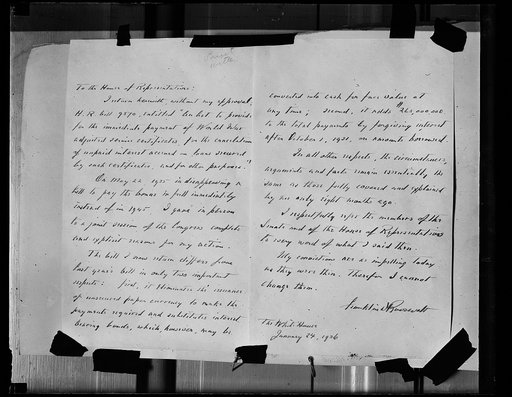 PRESIDENT FRANKLIN D. ROOSEVELT BONUS VETO