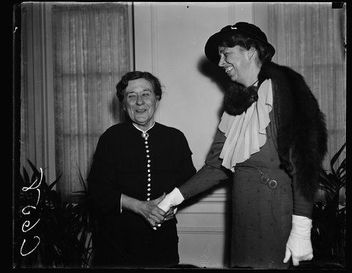 MRS. PRESIDENT AND MRS. VICE PRESIDENT. WASHINGTON, D.C. JANUARY 12. MRS. FRANKLIN ROOSEVELT WAS THE HONORED GUEST AT A LUNCHEON GIVEN BY MRS. JOHN GARNER FOR THE SENATE LADIES' LUNCHEON CLUB WHICH WAS HELD AT THE WASHINGTON CLUB. PHOTO SHOWS MRS. GARNER GREETING MRS. ROOSEVELT