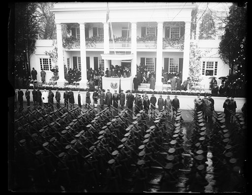 INAUGURAL REVIEW. WASHINGTON, D.C. JANUARY 20. SCENE IN THE COURT OF HONOR AS PRESIDENT ROOSEVELT REVIEWED THE INAUGURAL PARADE TODAY