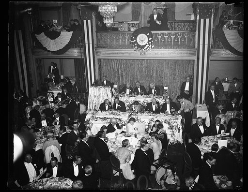 FARLEY DINNER. WASHINGTON, D.C. FEBRUARY 15. GENERAL VIEW OF THE TESTIMONIAL DINNER GIVEN FOR POSTMASTER GENERAL JAMES FARLEY AT THE MAYFLOWER HOTEL TONIGHT