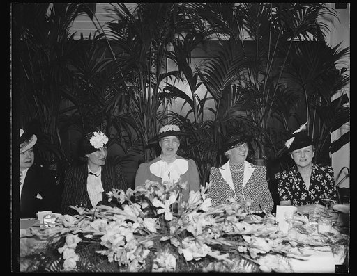 FIRST LADY HONOR GUEST AT LUNCHEON TO PROVIDE FUNDS FOR CRIPPLED BOY. WASHINGTON, D.C. APRIL 12. MRS. ROOSEVELT AND 200 OTHER DISTINGUISHED WOMEN PAID $1.50 A PLATE FOR AN $.85 LUNCHEON TODAYSO THAT A CRIPPLED BOY, FRANCIS LANSDALE, MAY GO TO HIGH SCHOOL.THE LUNCHEON WAS GIVEN BY THE 75TH CONGRESS C
