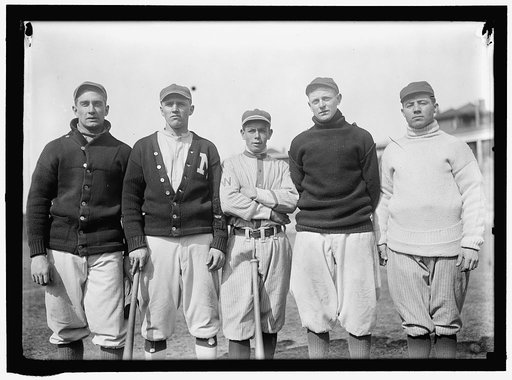 Bob Austin (likely Robert V.), Vic Bickers (maybe), Merito Acosta, Joe Gedeon, and Al Scheer, Washington AL (baseball)
