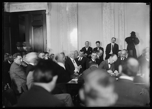 Congressional meeting? Robert M. La Follette, Jr. in background